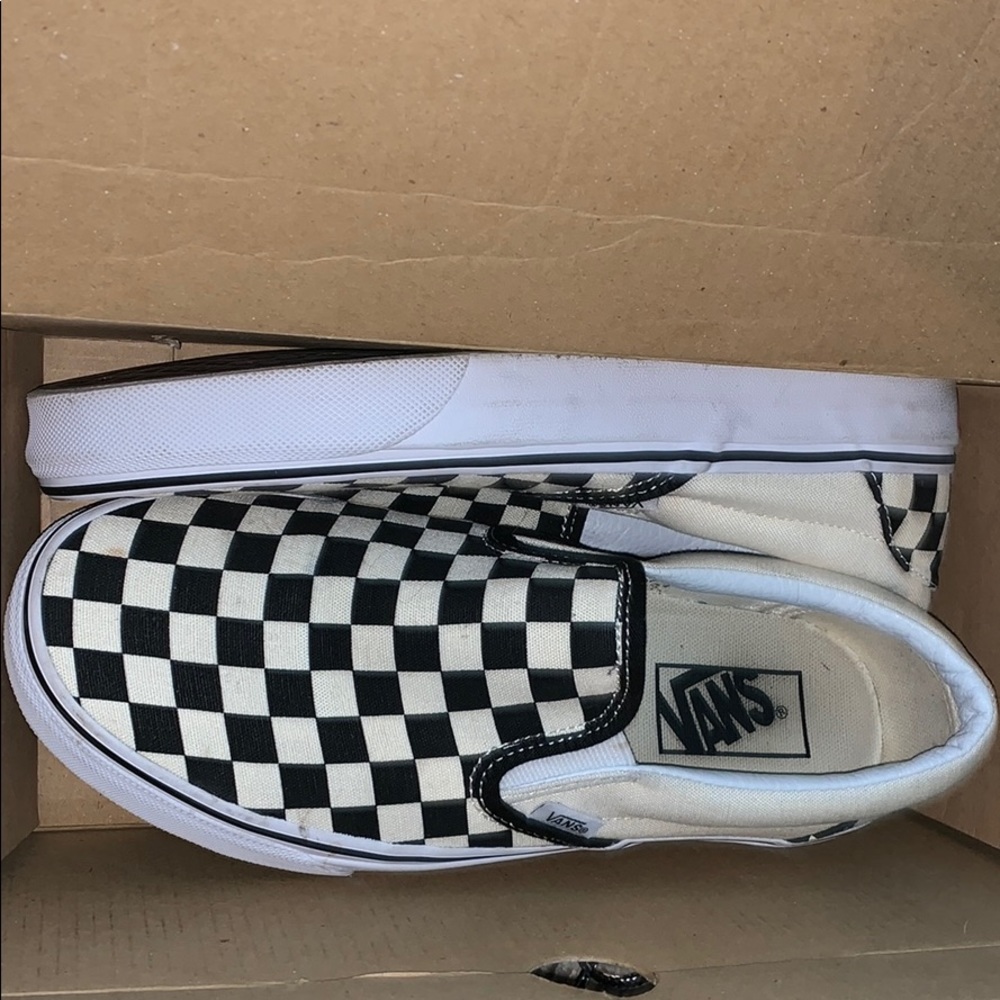 Black & Off White Checkerboard Vans 7.5